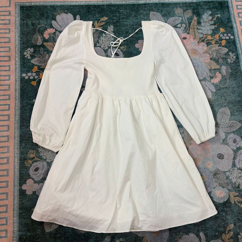 NWT Lucy Paris Mini Dress Womens Large White Love Struck Babydoll Square Neck